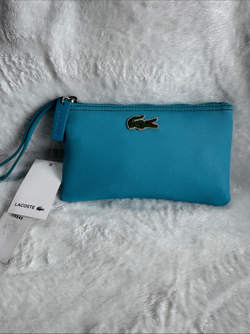 Lacoste Teal Blue Wristlet Pouch